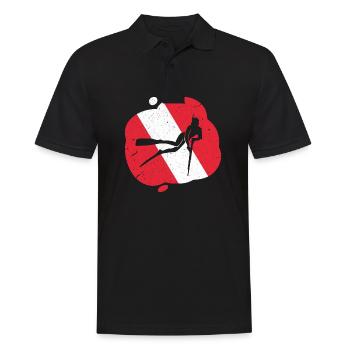 Red White Diving Flag Harpoon Hunting Diver - Men's Polo Shirt - black - Front - Kai (181cm)