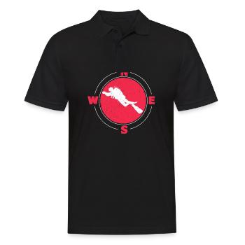 Drapeau de plongée blanc rouge plongée sous-marine plongeur - Polo Homme - noir - Devant - Kai (181cm)