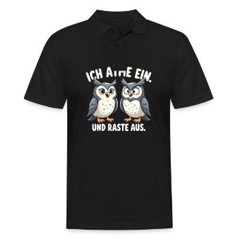 ich atme ein und raste aus lustige - Männer Poloshirt - Schwarz - Vorne - Kai (181cm)