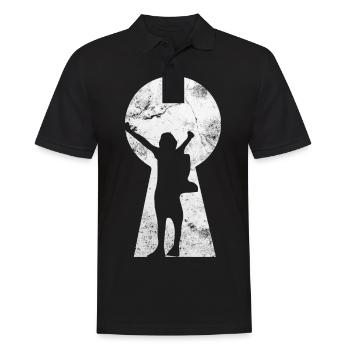 Schlüsselschloss - Wandern - - Männer Poloshirt - Schwarz - Vorne - Kai (181cm)