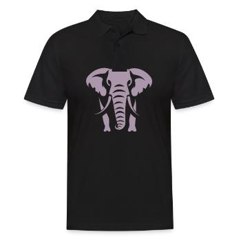 Logo blanc Elephant Silhouette - Polo Homme - noir - Devant - Kai (181cm)