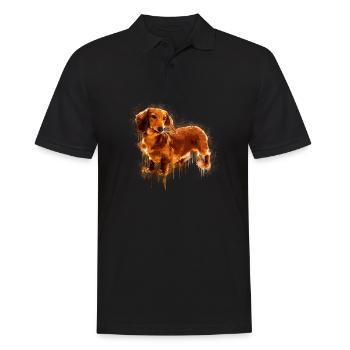 Dachshund Drawing - Men's Polo Shirt - black - Front - Kai (181cm)