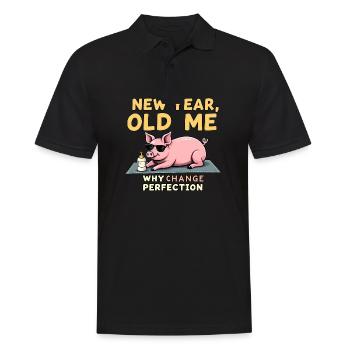 Cochon drôle - Design du Nouvel An - Polo Homme - noir - Devant - Kai (181cm)