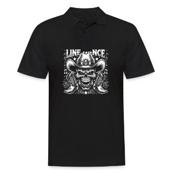 Line Dance Skull mit Stetson und Boots und Lasso - Männer Poloshirt - Schwarz - Vorne - Kai (181cm)