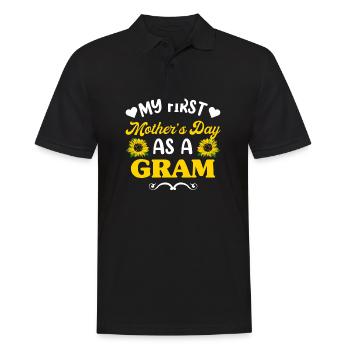 First Mothers Day Gram Sunflower Shirt Grandma - Men's Polo Shirt - black - Front - Kai (181cm)