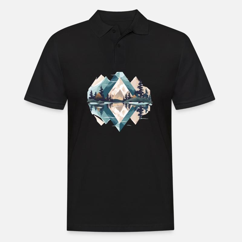 Minimalistische Berge - Männer Poloshirt - Schwarz