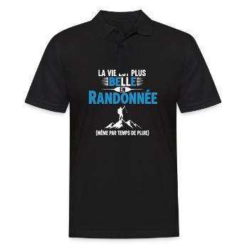 Das Leben ist schöner im Wandern Humor Geschenk - Männer Poloshirt - Schwarz - Vorne - Kai (181cm)