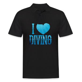 I Love Diving Ocean Underwater Explorer Scuba - Men's Polo Shirt - black - Front - Kai (181cm)