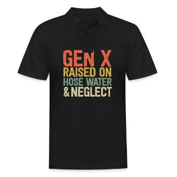 Lustige Gen X Retro Aufgezogen Auf Schlauch Wasser Vernachlässigung - Männer Poloshirt - Schwarz - Vorne - Kai (181cm)