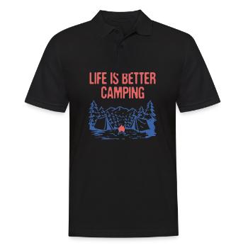 La vie est meilleure Camping Citation motivationnelle Camper - Polo Homme - noir - Devant - Kai (181cm)