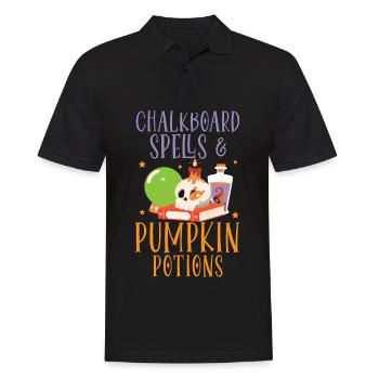 Chalkboard Magic & Pumpkin Potions Halloween - Men's Polo Shirt - black - Front - Kai (181cm)
