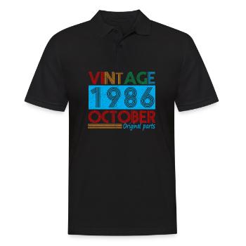 Vintage Oktober 1986 36 Jahre alte Geburtstagsgeschenke - Männer Poloshirt - Schwarz - Vorne - Kai (181cm)