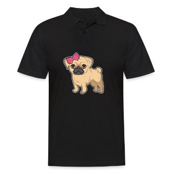 Pug girl bow pet dog cute gift - Men's Polo Shirt - black - Front - Kai (181cm)