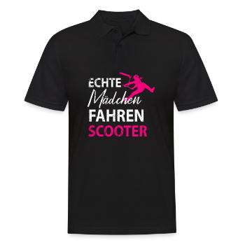 Stuntscooter Scooter Tretroller Damen Mädchen - Männer Poloshirt - Schwarz - Vorne - Kai (181cm)