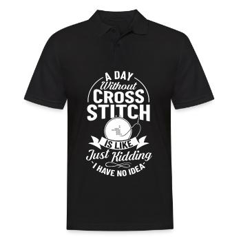 Cross Stitch Pattern Cross Stitch Needles Embroidery Weaving - Men's Polo Shirt - black - Front - Kai (181cm)