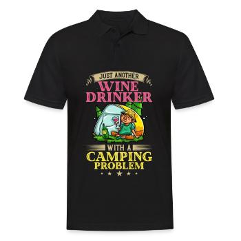 Camping Wine Drinker Beginner Camper Hiking - Men's Polo Shirt - black - Front - Kai (181cm)