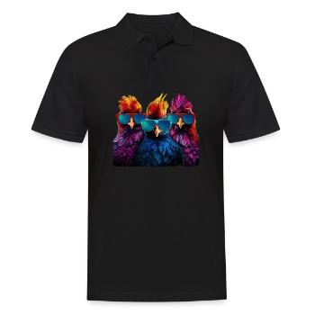 Trois poulets cool cadeau de vacances fermier agriculteurs - Polo Homme - noir - Devant - Kai (181cm)