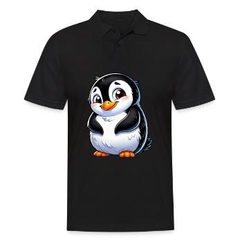 Cute shy cartoon penguin - Men's Polo Shirt - black - Front - Kai (181cm)