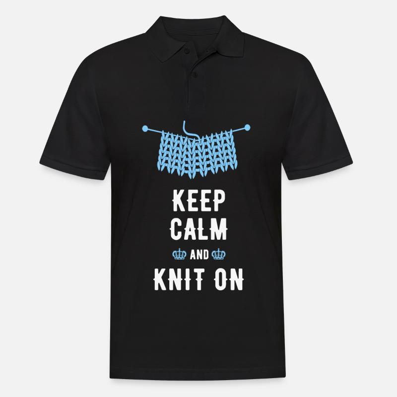 Stricken Spruch, lustiger Spruch, Keep-Calm - Männer Poloshirt - Schwarz