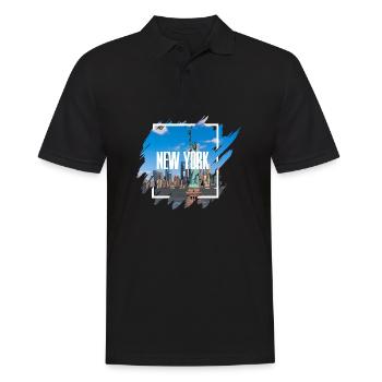USA New York Shirt / Poster - Polo Homme - noir - Devant - Kai (181cm)