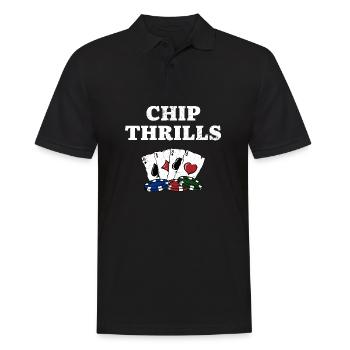 Chip Thrills Gambler Poker Jeu Joueur de poker - Polo Homme - noir - Devant - Kai (181cm)