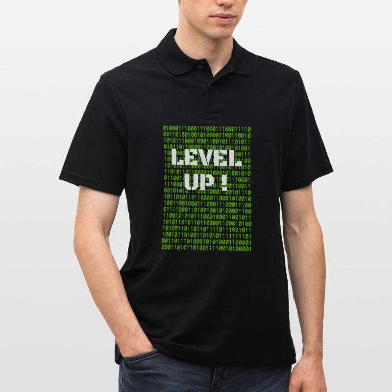 Level up and binary code Men's Polo Shirt