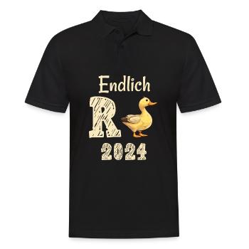 Rente 2024 mit Ente Rentner Ruhestand | R Ente - Männer Poloshirt - Schwarz - Vorne - Kai (181cm)
