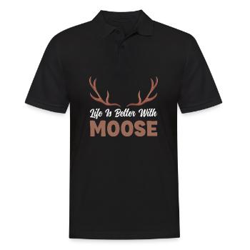 Mit Elch ist das Leben besser! Lustig Elch Spruch - Männer Poloshirt - Schwarz - Vorne - Kai (181cm)