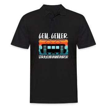 Straßenbahnfahrer Straßenbahn Stadtbahn Tram - Männer Poloshirt - Schwarz - Vorne - Kai (181cm)