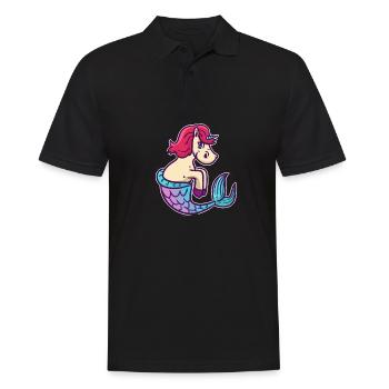 Unicorn mermaid animal fish magic gift - Men's Polo Shirt - black - Front - Kai (181cm)