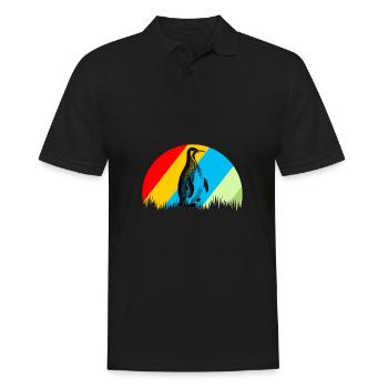 Pinguin Retro Tier Vogel Geschenk - Männer Poloshirt - Schwarz - Vorne - Kai (181cm)