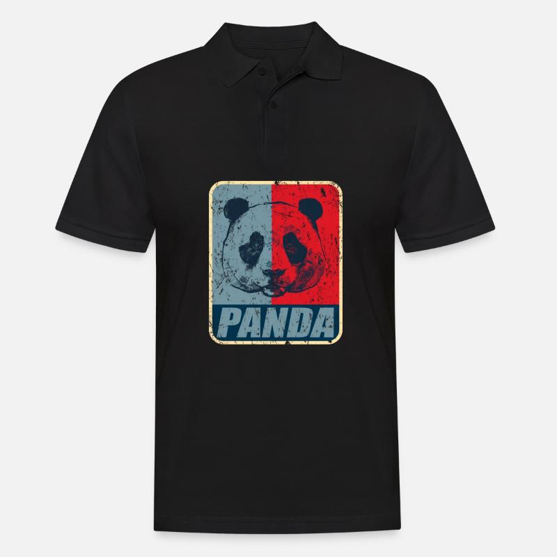 Panda - Männer Poloshirt - Schwarz