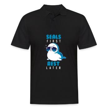Robbe Tier Sommer Geschenk - Männer Poloshirt - Schwarz - Vorne - Kai (181cm)