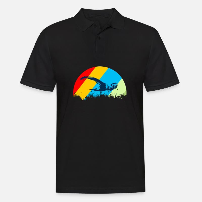 Schwimmen - Männer Poloshirt - Schwarz