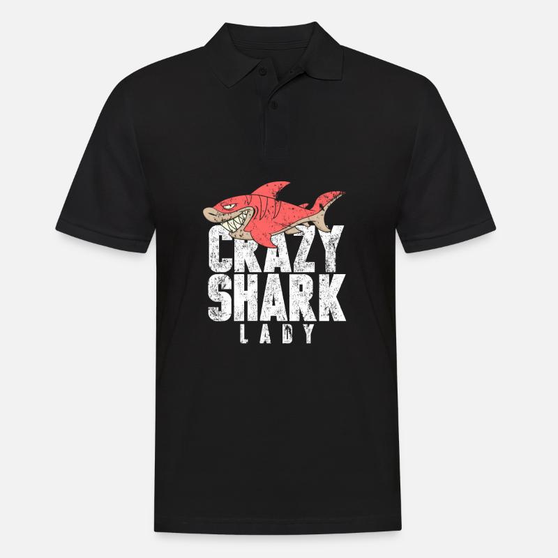 Hai Fisch Mädchen - Männer Poloshirt - Schwarz
