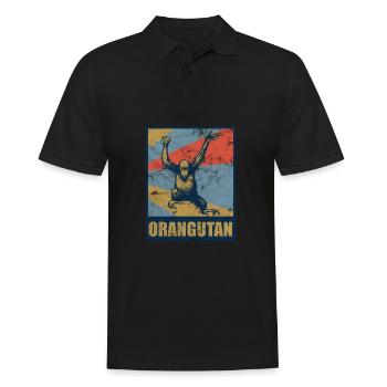 Orang-Utan Retro - Männer Poloshirt - Schwarz - Vorne - Kai (181cm)