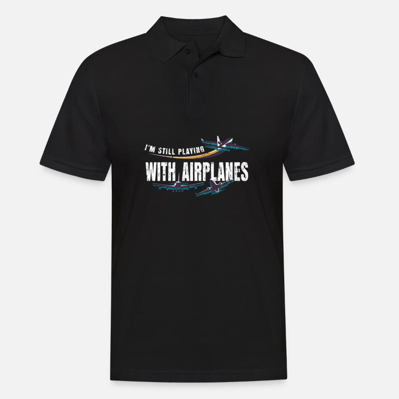 Flugzeug Pilot - Männer Poloshirt - Schwarz