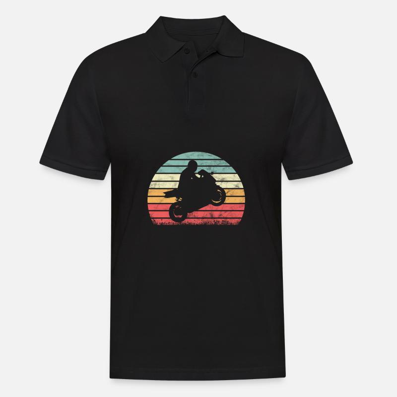 Motorrad Motorradfahrer Retro - Männer Poloshirt - Schwarz