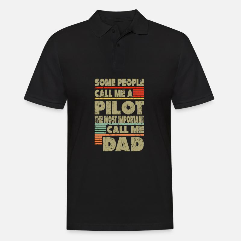Pilot Papa Geschenk - Männer Poloshirt - Schwarz