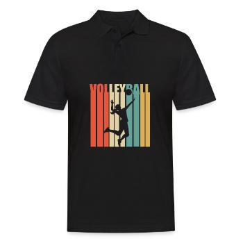 Volleyball Retro - Männer Poloshirt - Schwarz - Vorne - Kai (181cm)