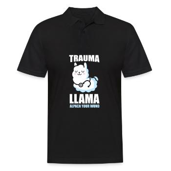 Alpaka Trauma Llama lustiges Geschenk - Männer Poloshirt - Schwarz - Vorne - Kai (181cm)