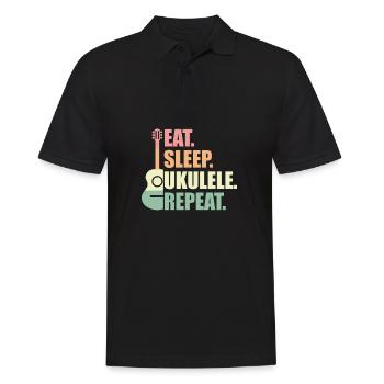 Ukulele Retro Geschenk - Männer Poloshirt - Schwarz - Vorne - Kai (181cm)