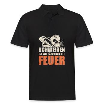 Schweißen ist wie nähen nur mit Feuer - Männer Poloshirt - Schwarz - Vorne - Kai (181cm)