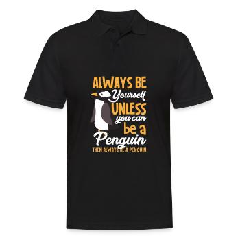 Pinguin Tier Geschenk - Männer Poloshirt - Schwarz - Vorne - Kai (181cm)