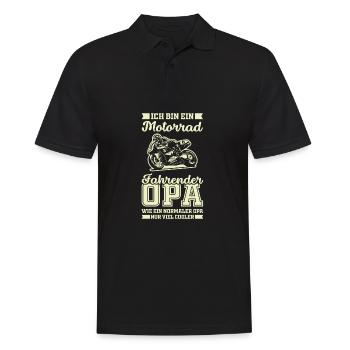 Motorradfahrer Motorrad fahrender Opa - Männer Poloshirt - Schwarz - Vorne - Kai (181cm)