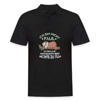 Lustiges Sprüche Faultier Geschenk - Männer Poloshirt - Schwarz - Vorne - Kai (181cm)