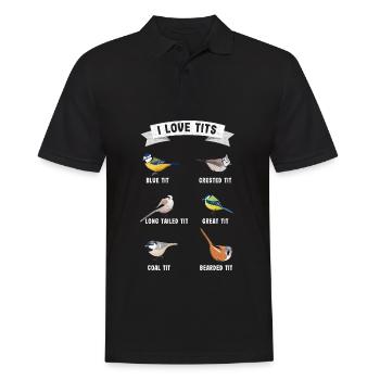 "J'aime les seins" cadeau ornithologie drôle ornithologie - Polo Homme - noir - Devant - Kai (181cm)