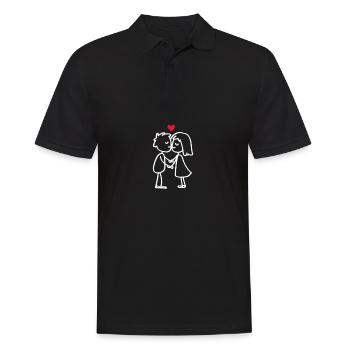 Jolie tenue de couple pour les amoureux comme bande dessinée - Polo Homme - noir - Devant - Kai (181cm)