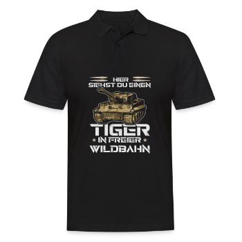 Panzer T-shirt Soldaten Shirt Tiger Panzer 2 WK. - Männer Poloshirt - Schwarz - Vorne - Kai (181cm)