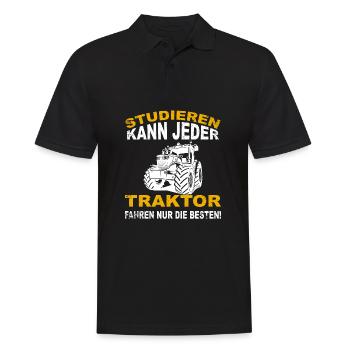 Studieren kann jeder, Traktorfahren nur die Besten - Männer Poloshirt - Schwarz - Vorne - Kai (181cm)